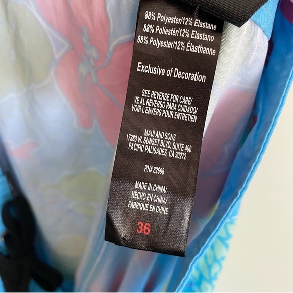 MAUI & SONS Blue Hawaiian Floral Swim Trunks Shorts Men’s 36 - Picture 11 of 11